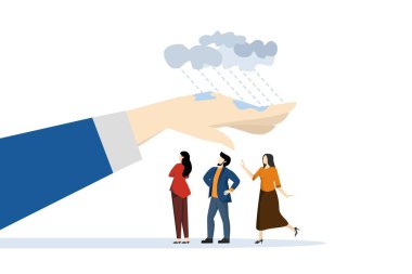 leaders to protect team and colleagues, employee maintenance benefits, worker protection, leaders or bosses to help employees, large companies protect team members from rainstorms.