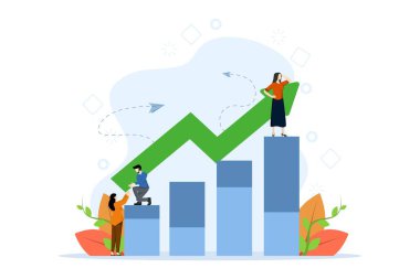 Bir fikir hakkında düşünen bir grup insan. Yeni bir iş projesi hazırlıyorum. kariyer başarıya yükselir, düz renk simgesi, iş analizi, düz vektör illüstrasyonu.