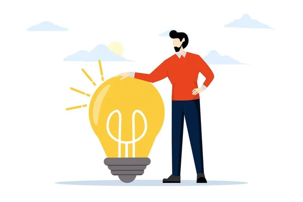 好主意 为你的生意选一个最好的 为各组织集思广益创新和创新的想法 有远大理想或有灯泡的领导者 平面矢量插画 — 图库矢量图片