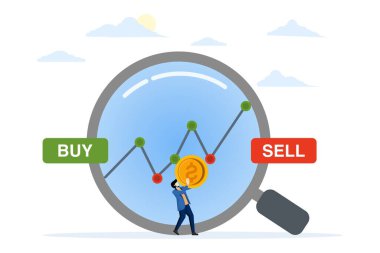 Varlık Risk Yönetimi. Yatırım portföyünü özelleştirin. Borsayı al ve sat. Para, tahvil, kripto para birimleri. Yatırımcı analistler mal satın alır ya da satar. düz vektör illüstrasyonu.
