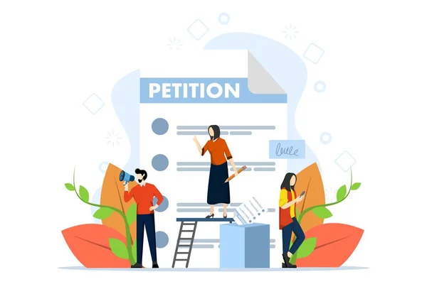 stock vector Petition form. Online petition concept, make a choice, ballot, democracy. People sign or fill out and distribute petitions or complaints. Vector illustration for Web Design and white Background.