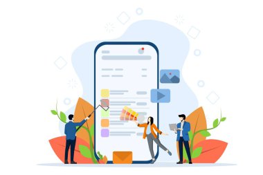 Ui UX tasarım konsepti, İnsanlara mobil uygulama için özel tasarım, İniş sayfası için uygun UI, web, uygulama giriş kartı, editoryal, el ilanı ve afiş, Düz Vektör İllüstrasyonu.