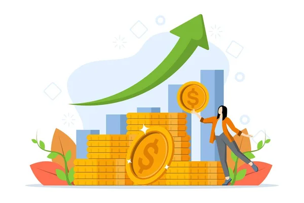Langetermijninvesteringen Groeiende Winsten Uit Zakendoen Beleggen Aandelen Verhoogde Inkomsten Gecombineerde — Stockvector