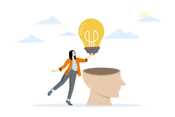 Creativity Idea Concept Business Idea Mentor Giving Advice Solution Solve — Stock Vector
