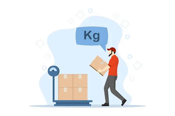 Package Weighing Concept Warehouse Business Process Warehouse Storage Products Measuring — Stock Vector