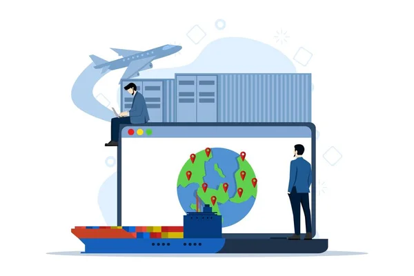Conceito Rede Logística Global Exportação Importação Armazém Transporte Logística Empresarial —  Vetores de Stock