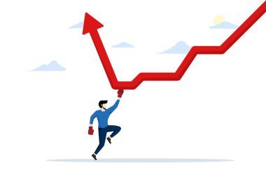 Ekonomik durgunlukta sermayeyi koruma kavramı. Borsayı ya da kripto döviz piyasasını düşüş krizinde yenme stratejileri. İş adamı ok yapmak için aşağı ok vuruyor.