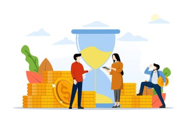 Yatırım yönetimi konsepti. Şirketler, zaman metaforu olarak, ortak inşaat ve maddi kazanç artışına giriştiler. insanlar takım çalışması, iş analizi, kariyer büyümesi başarı için yararlıdır.