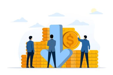 ekonomik kriz, kar ve zarar veya deflasyon ve enflasyon kavramı, iş ve finans, kriz, mali krize para yatırımı kaybı, beyaz arka planda düz vektör çizimi.