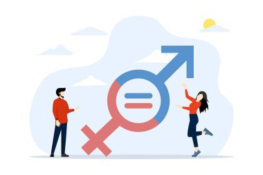 Cinsiyet eşitliği, erkek ve kadın eşitliği, işyerinde denge, kadın ve erkek çalışanlar aynı fırsatlara sahip, girişimciler ve kadınlar sembolik olarak cinsiyet eşitliğine sahipler..