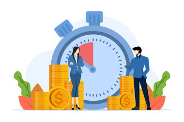 İş zamanı yönetim konsepti, zaman organizasyon verimliliği. Proje ekibi çalışma programı. İyi iş süreçleri. Zaman kontrol planı. Süre bitimi, planlayıcı, başlangıç, gündem, zaman, düz vektör illüstrasyonu.
