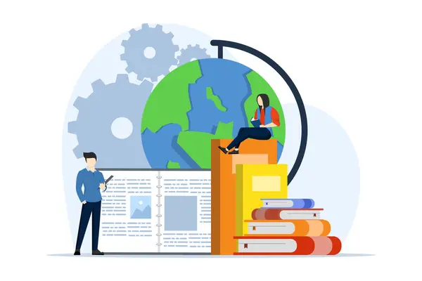 concept of Education and Self Development. people involved in the educational process. Concept of training, seminar, back to school, online courses. flat vector illustration on white background.