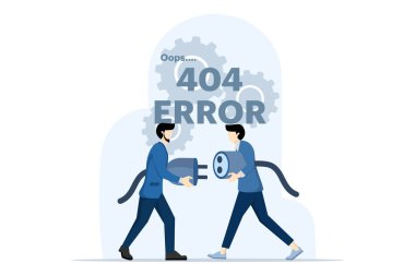 404 Hata Sayfası veya Dosya Konsepti bulunamadı. Web sitesi bakım hatası, web sayfası yapım aşamasında, web sayfası için, afiş, sunum, sosyal medya, belge, kart, poster, düz vektör resimleme.