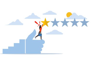 Kötü eleştiri konsepti ya da bir yıldız müşteri geribildirimi, tatminsiz insanlar kötü eleştiri yıldızları verir. Olumsuz geribildirim, düşük derecelendirme sonuçları veya hayal kırıklığı, kötü kullanıcı deneyimi veya kötü kalite.