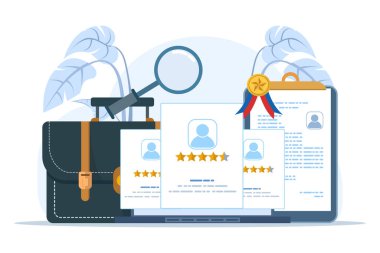 İş Adayları Listesi, İş Bulma, İş Bulma, İş Bulma, İş Bulma, İnternet sitesi afişi için İnsan Kaynakları Yönetimi, İniş Sayfası, Bilgi, Mobil Uygulama. düz vektör illüstrasyonu.