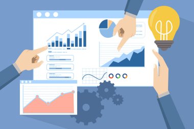 İş dünyasının beyin fırtınası ve sunumu, takım çalışması, tartışma, finans, iş adamları bir sunum hazırlıyor veya tartışıyorlar. Çalışan toplantısında iş sunumu.