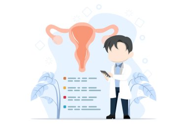 Hamilelik kontrolü ya da hamilelik programı kavramı. Uzman hamilelik konsültasyonu. peyzaj kipinde web sayfası indirme şablonu için vektör illüstrasyonu.