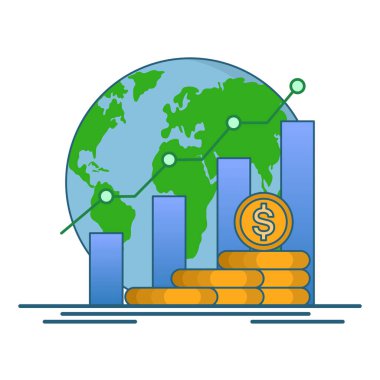 GSYİH ya da gayri safi yurtiçi hasıla kavramı. Gayri safi Yurtiçi Hasat kısaltması. Büyüme, nakit ve dünya haritaları. İş vektör simgesi. gayri safi yurtiçi hasıla, küresel ekonomi, ulusal bütçe.