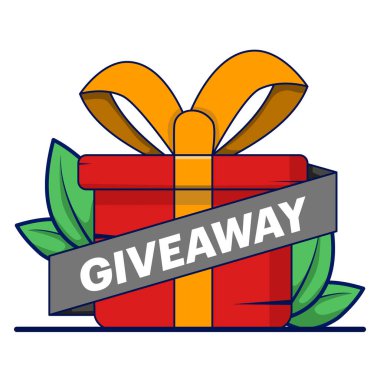 Hediye kutusu ile hediye ikonu konsepti, renkli düz stil vektör illüstrasyonu. İş hediyesi kavramı, tebrik kartı, ikon, broşür vesaire. Çeşitli hediye kutuları.