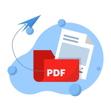 PDF belge dosya biçimini paylaşma veya gönderme kavramı. Dosyaları bilgisayar dizininden dizine aktar. PDF Belge Aktarımı. dosya paylaşımı, basit ögeler, simgeler, logolar, semboller, işaretler.