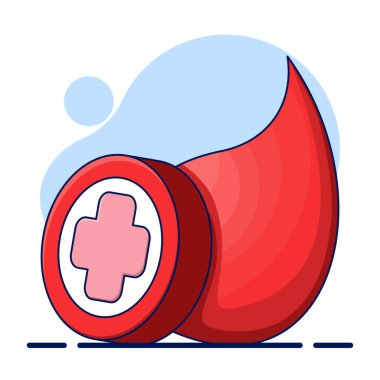 Acil bir kazada hayat kurtarmak için kan bağışlama kavramı. Hayırseverlik, cömertlik, nezaket. Eylemciler ve gönüllüler. Kan kesesi. Gönüllü hayırsever bağışları ve kan bağışlamaya hazır. vektör.