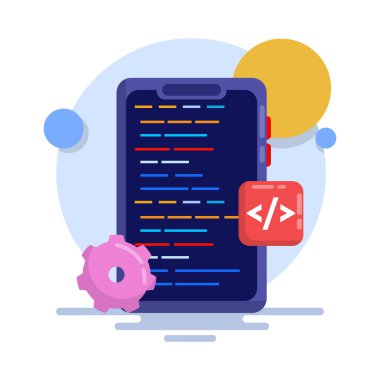 Uygulama geliştirme konsepti, mobil UI UX, web tasarımı, uygulama tasarımı, kodlama, mobil uygulama. uygulama oluşturma, uygulama testi, UI-UX ve web tasarımı. Düz vektörler birçok amaç için uygundur.