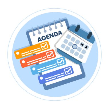 Verimlilik takvimi olan zaman yönetimi konsepti, takvim, ajanda, program planlaması. bir takvim kullanarak bir program oluştur. İş ve organizasyon kavramı. arkaplan düz vektör çizimi.