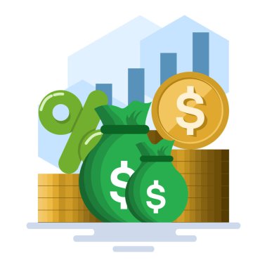 Finansal analiz konsepti, iş yatırımları için para devretme, ticari finansal yatırım, büyüme analizi, site istatistikleri, veri bilgileri, istatistikler, dijital pazarlama. vektör.