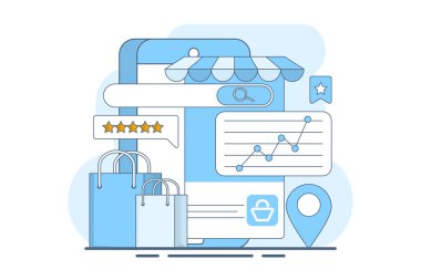 İnternet sitesi sıralamasıyla e-ticaret seo denetim konsepti, ticari web sitelerinde arama motoru optimizasyonu için e-ticaret SEO konsepti. Dijital pazarlama stratejisi, e-ticaret trafik büyümesindeki analizler.