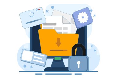 Kişisel veri koruma kavramı, Siber güvenlik, internet güvenliği veya bilgi gizliliği, güvenlik ve kişisel bilgilerin güvenliği. Siber güvenlik belgesi. Şifre koruması. Görüntü.