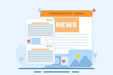 İnternette haber okuma kavramı. İnsanlar yayınları ve makaleleri doğrudan gazetelerden, bülten bilgilerinden, internet üzerinden güncel haberlere erişimden ve bilgi alma kolaylığından okuyor..