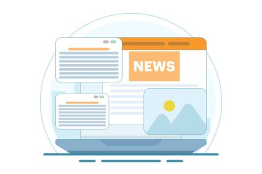 İnternette haber okuma kavramı. İnsanlar yayınları ve makaleleri doğrudan gazetelerden, bülten bilgilerinden, internet üzerinden güncel haberlere erişimden ve bilgi alma kolaylığından okuyor..