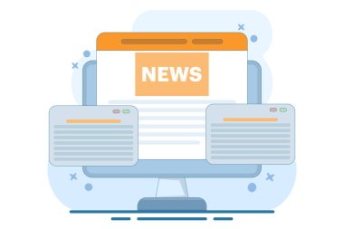 İnternette haber okuma kavramı. İnsanlar yayınları ve makaleleri doğrudan gazetelerden, bülten bilgilerinden, internet üzerinden güncel haberlere erişimden ve bilgi alma kolaylığından okuyor..