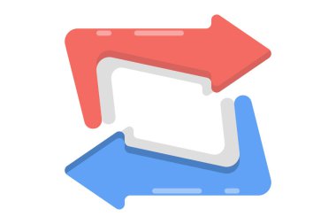 Döndürme, yenileme, tekrar etme, geri alma, otomatik hale getirme, yeniden yükleme ve yeniden yükleme konsepti. Dönen iki ok sembolünün çizimi. Sembol ya da simge. minimalist biçim tasarımı.