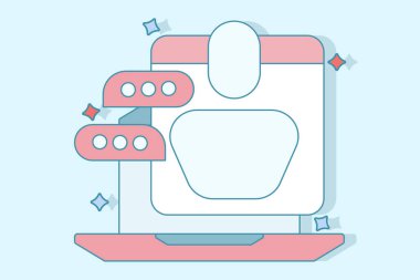 Canlı giyim ikonu konsepti. İzole edilmiş arka planda çevrimiçi eğitim çizgi filmi vektör çizimi. İş konsepti konferansı sıçrama etkisi işareti. Düz vektör illüstrasyonu.