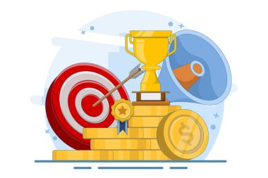 İş hedefi kavramı, iş analisti, iş geliştirme hedefleri, başarı, planlama ve strateji, ok, görevi tamamlama hedeflerine ulaşma.