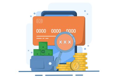 Güvenlik kodu finansal konsepti, ödemeli akıllı telefon, korunmalı online ödeme, çevrimiçi alışveriş için güvenlik, izole edilmiş altınlar, dijital pazarlama illüstrasyonu.