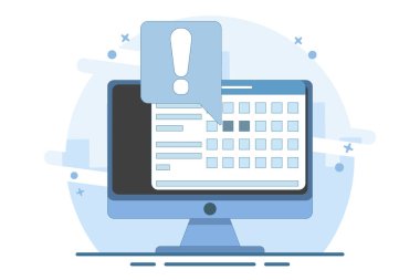 Takvimdeki hatırlatıcı kavram. İnternet sitesinde önemli olaylarla ilgili internet ya da dijital hatırlatma olarak verilen süre bitimi takvimi, tatilli ya da önemli tarihli illüstrasyonlu ay takvimi web bowlingcisi.