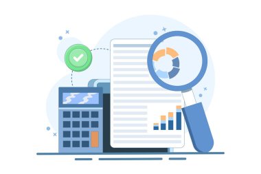 Performans veri analizi konsepti, yatırım raporu, pazarlama çalışması, seçme hizmeti, istatistiksel ve analitik konsept, iş performansı raporu, pazarlama araştırma servisi. düz vektör.