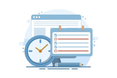 Planlama konsepti. Öncelikli, önemli, takvimdeki günleri hatırlatan. ayar ve zamanlama. Düz çizgi film tarzı. Arkaplanda düz vektör illüstrasyonu.