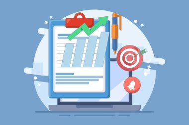 Etkili proje yönetimi kavramı ve zaman planlama aracı. Proje geliştirme. Görev organizatörü, günlük planlayıcı. Proje yönetimi aracı, verimlilik çevrimiçi platform. Vektör illüstrasyonu.