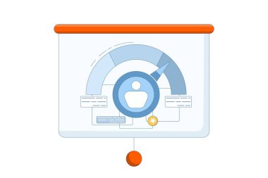 Performans veri analizi konsepti, pazarlama veri araştırması, yatırım raporu, pazarlama çalışması, seçme hizmeti. Arkaplanda düz vektör illüstrasyonu.