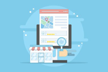 Business Ranking Concept, müşteriler arama motoru sonuç sayfalarında iş notlarını ve değerlendirmeleri paylaşıyor, İnternet 'te iş itibarı. SEO İş Listesi, SEO Eleştirileri.