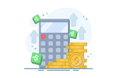 Başarılı yatırım sektörü konsepti. Para büyür. Para İdaresi. Finansal ve ticari büyüme. Arkaplanda Düz Çizgi Tasarım çizimi.