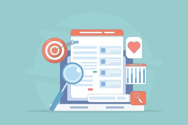 Web sitesi optimizasyon stratejisi konsepti, web sitesi analitik raporu, SEO hedef pazarlama, dijital reklam kampanyası raporu. Arama motoru optimizasyonu, SEO büyümesi, arama motoru optimizasyonu, analitik.