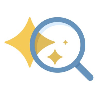 Yapay zeka ile güçlendirilmiş arama kavramı. Parıltılı Büyüteç. Akıllı ve Verimli Arama Teknolojisi. Yapay Zeka, Veri Analizi ve Dijital Yenilik Teması için mükemmel. Düz Çizim.