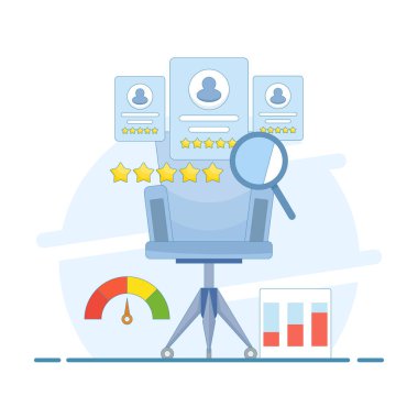 Çalışan ya da işçi alımı konsepti. En iyi iş adayını seçmek. Boş pozisyon için işe alım. iş başvurusu bilgisi. arkaplanda düz tasarım çizimi.