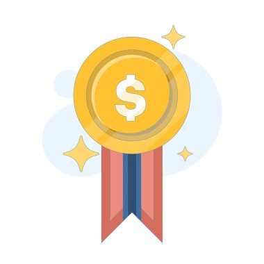 Dolar sembolü içeren rozet konsepti. En iyi fiyat, para için değer, ya da harika anlaşmalar. İndirim, satış veya uygun fiyatlı ürün ve hizmetleri teşvik etmek için. düz resimleme