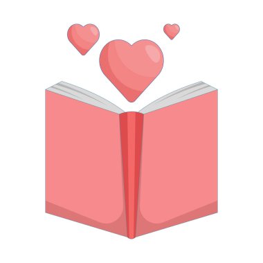 Dünya kitap günü konsepti. Yürekten açık bir kitap. Aşk ve kitap okumaktan zevk almak. En sevdiğim ve sevdiğim. Sembol ya da simge. minimalist biçim illüstrasyon tasarım ögesi