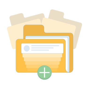 Dijital depolama kavramı, içinde belgeler olan birden fazla dosya dizinleri, iyi organize edilmiş dosya yönetim sistemi. Belge organizasyonu, bulut hesaplama ve kolay erişim. düz tasarım illüstrasyon.